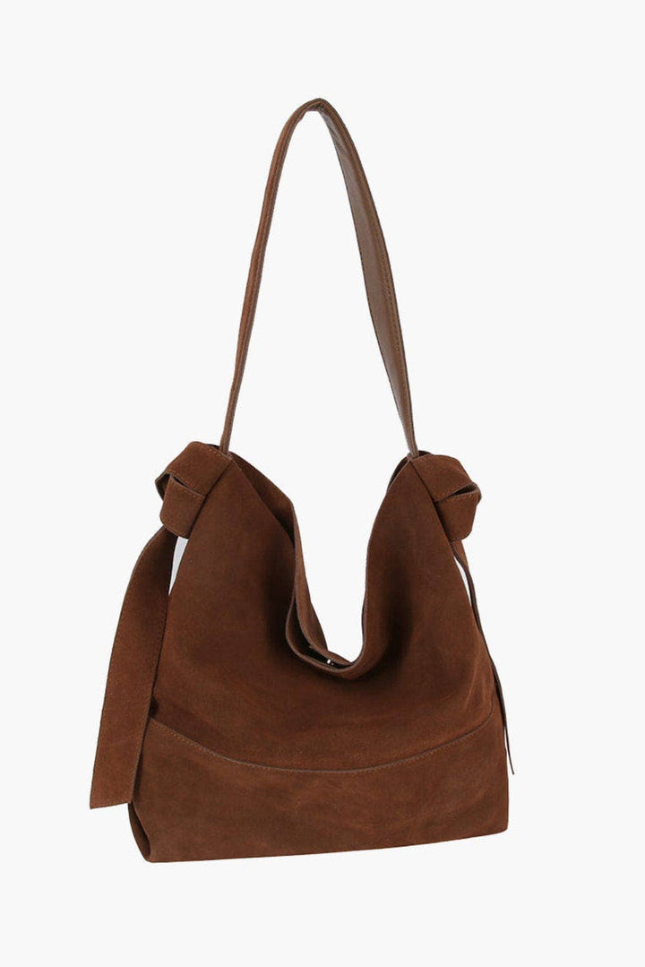 CJF116 Real Genuine Suede 2 in 1 Hobo Bag With Pouch: Coffee