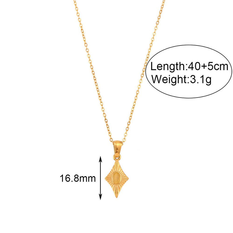 Simple Rhombus Cat's Eye Stone Pendant Neckalces DPJN2904: Black