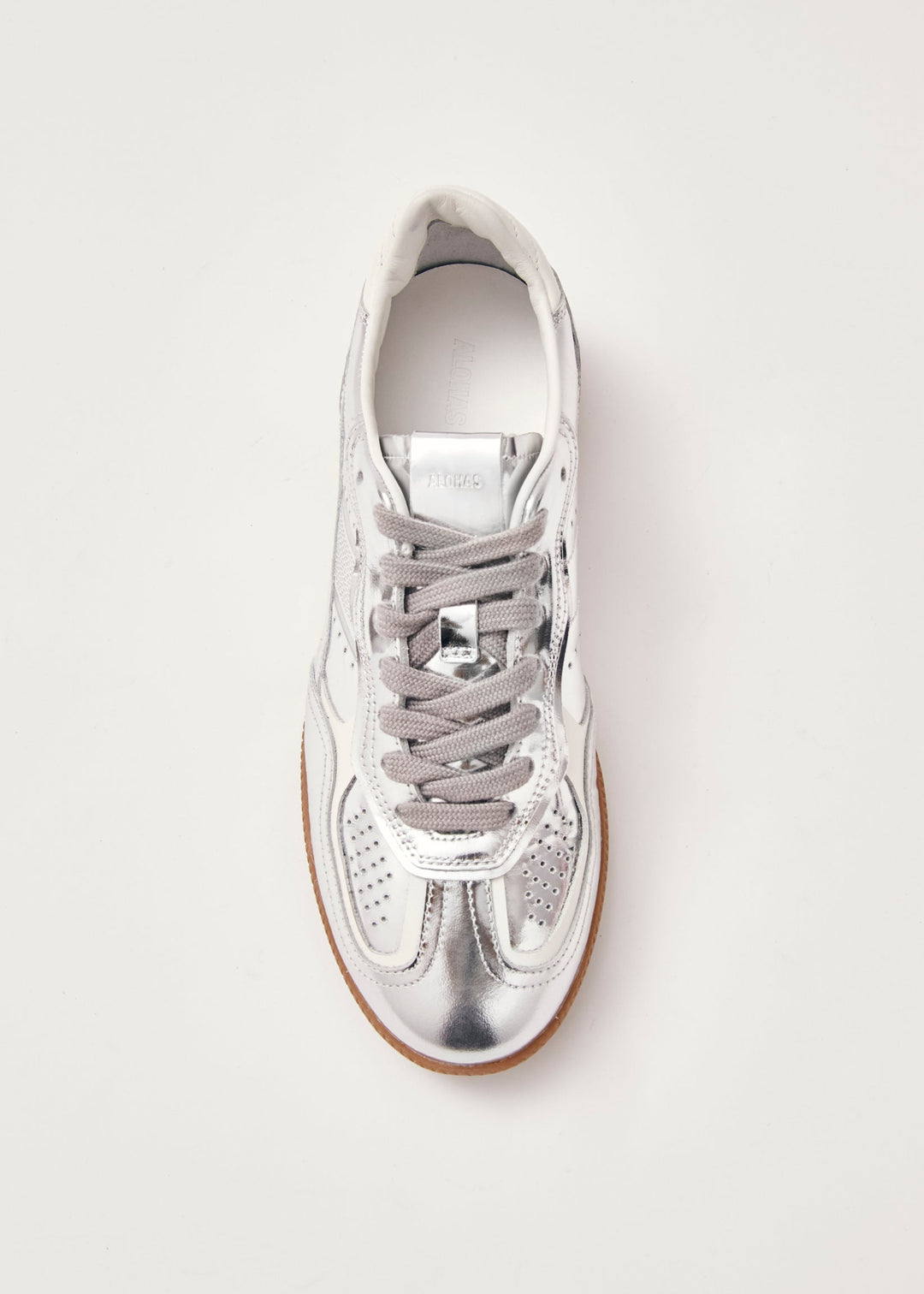 Alohas Shimmer Silver Cream Leather Sneakers