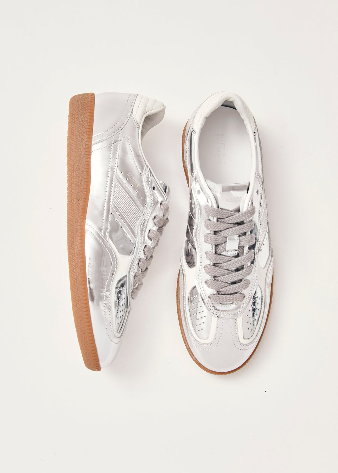 Alohas Shimmer Silver Cream Leather Sneakers