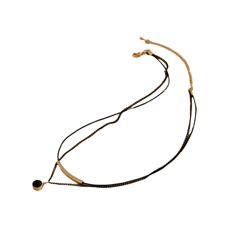 Ladies Black Circle Pendent Necklace