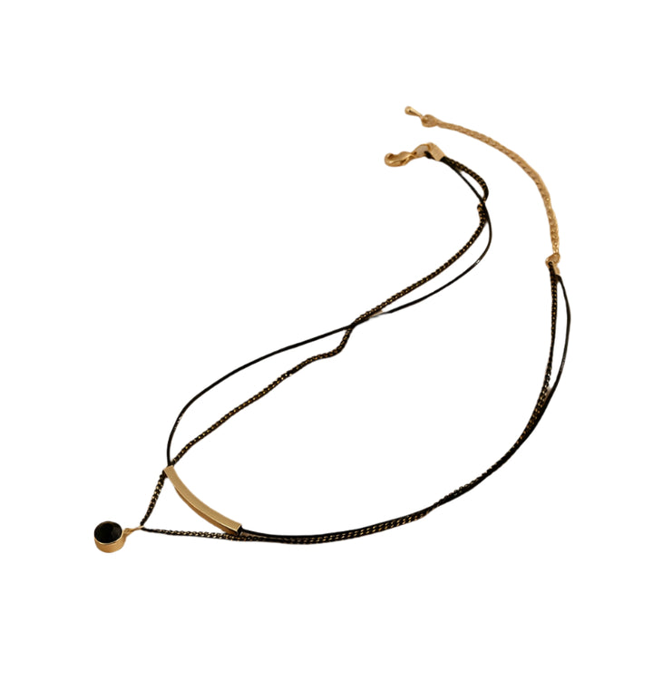 Ladies Black Circle Pendent Necklace