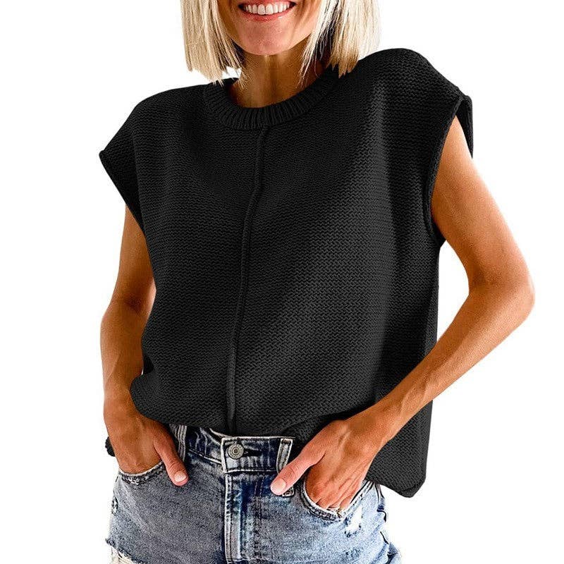 Sleeveless Loose Knit Muscle Tee