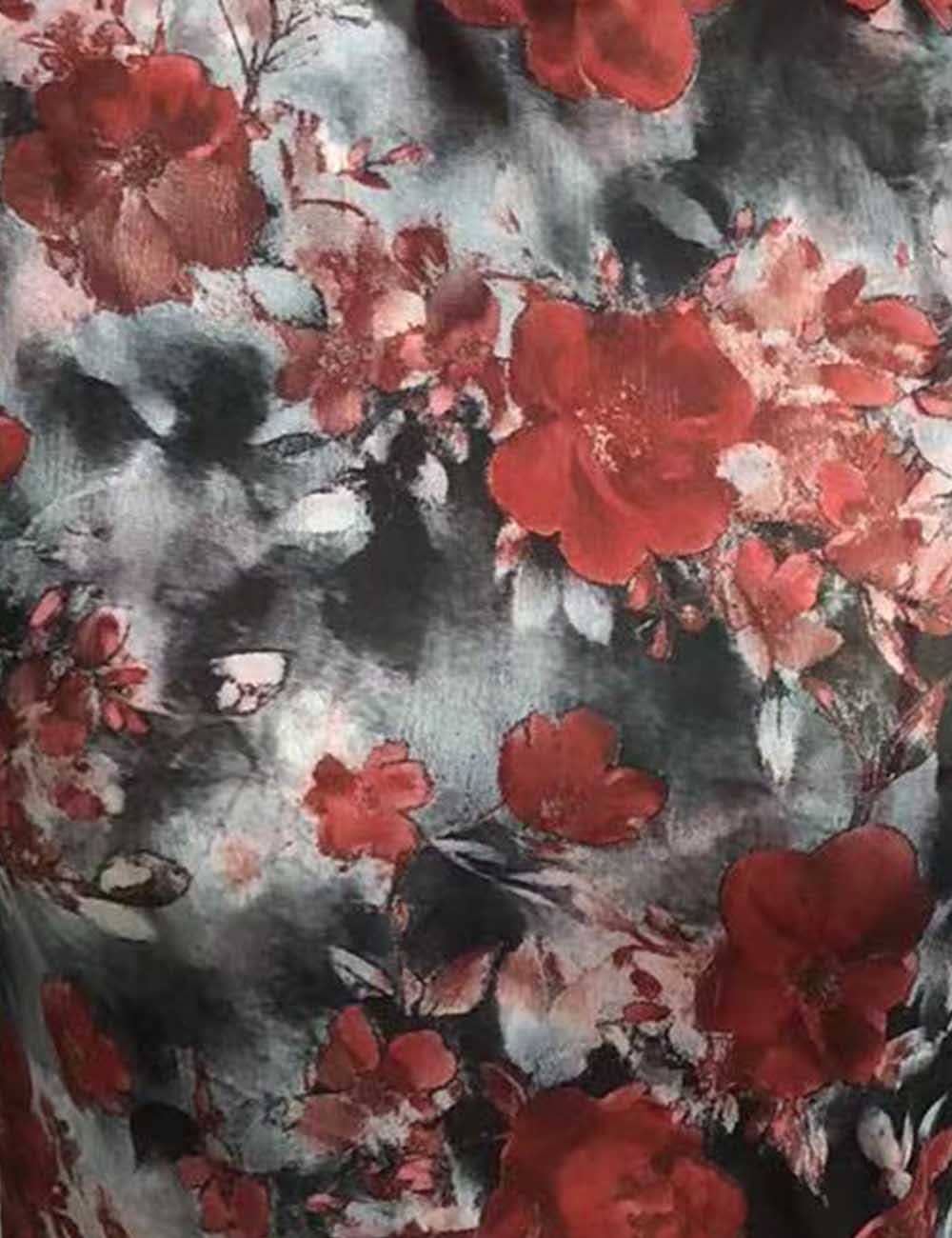 Flower Print Blouse See Sheer Layering Top