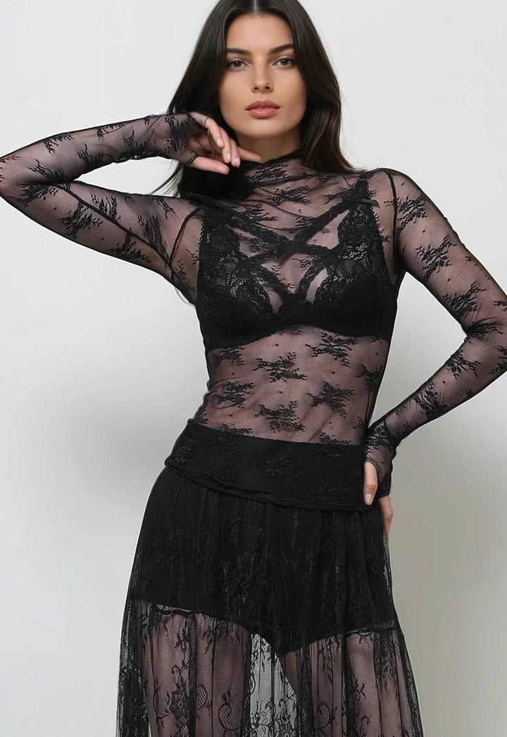 Lux Layering Floral Lace Mesh Top