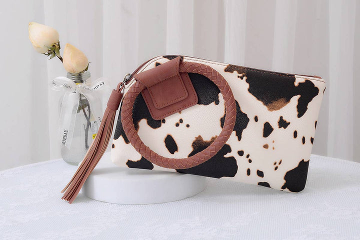 BP204 Fashion Cuff Handle Tassel Wristlet Clutch: Leopard