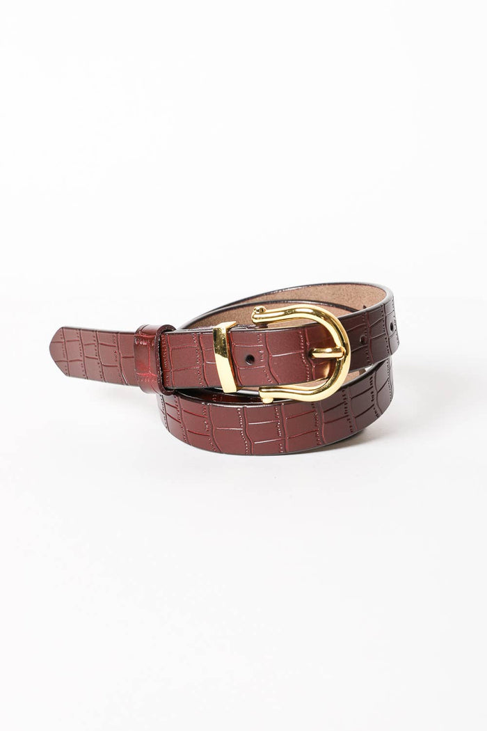 Faux Alligator Skin Leather Belt