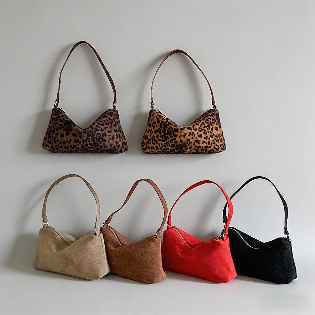 Vintage Suede Shoulder Bag: Black / One Size