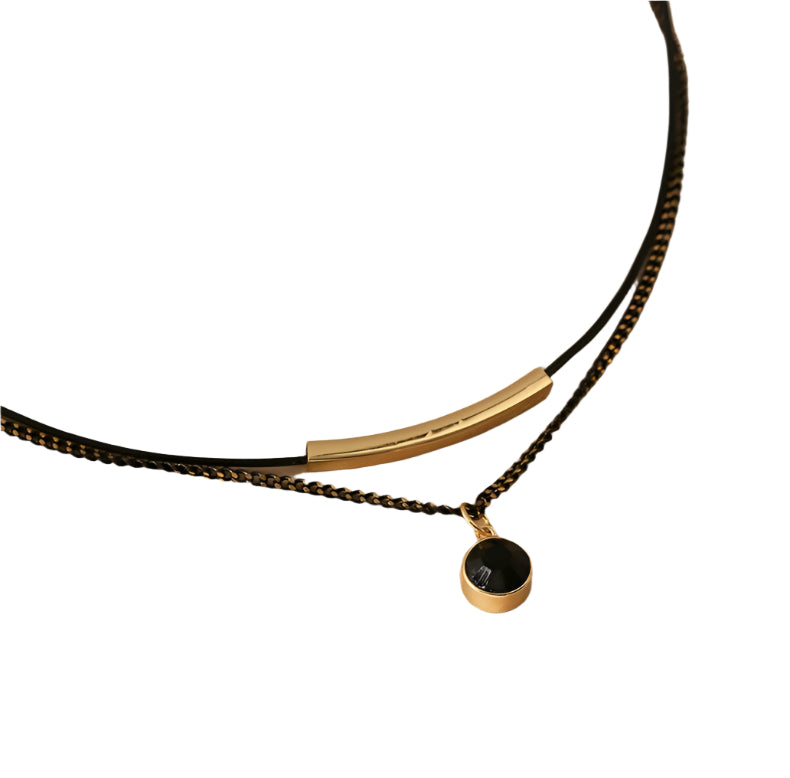 Ladies Black Circle Pendent Necklace