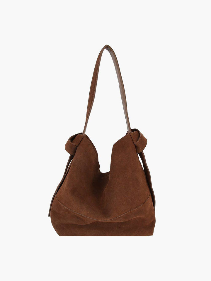 CJF116 Real Genuine Suede 2 in 1 Hobo Bag With Pouch: Coffee