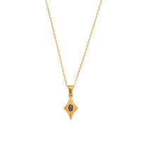 Simple Rhombus Cat's Eye Stone Pendant Neckalces DPJN2904: Black