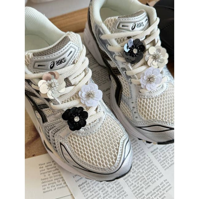 BILLIE Mini Sequin Flower Shoe Charm for Sneakers, Sandals: Ivory
