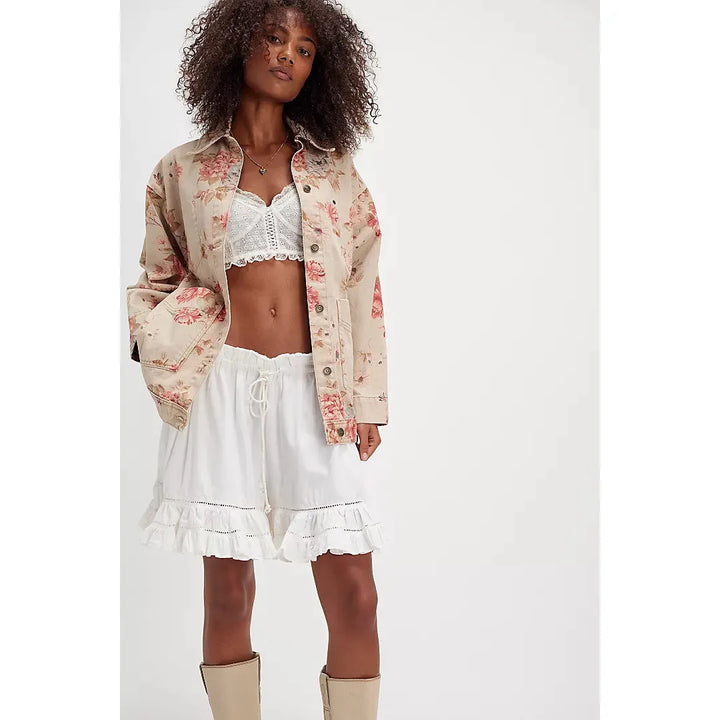 Free People Avery Denim Jacket Exploded Floral