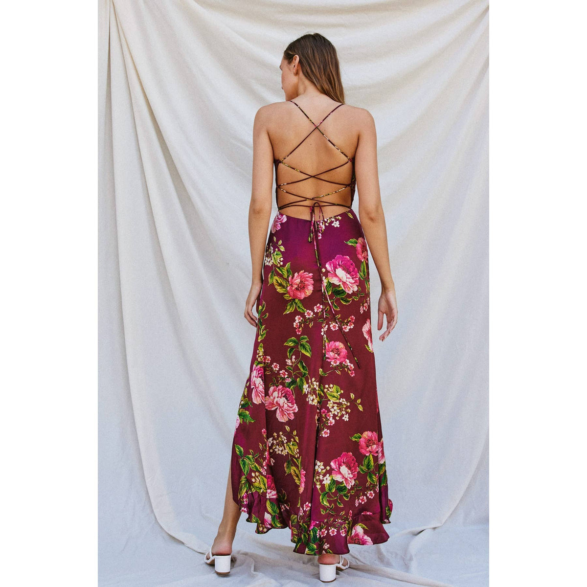 Perfect Option Open Back Ruffled Maxi Dress