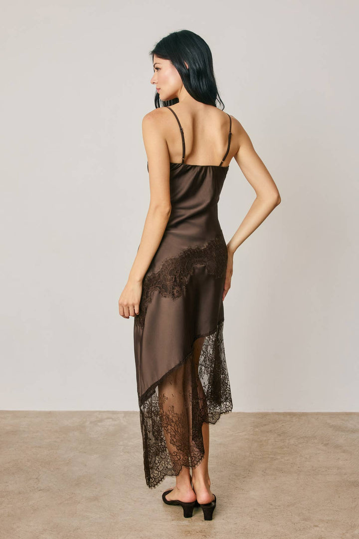 Ethereal Lace Bias Cut Midi Slip Dress