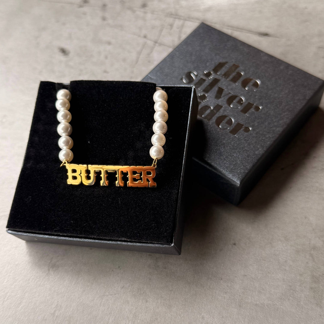 Butter Faux Pearl Beaded Necklace food bakery foodie 