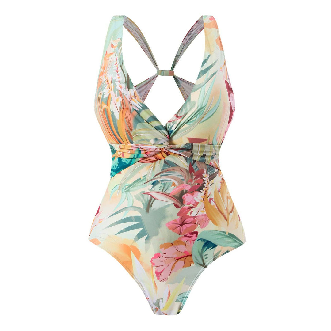 Floral Print One Piece Swimwear with Cover