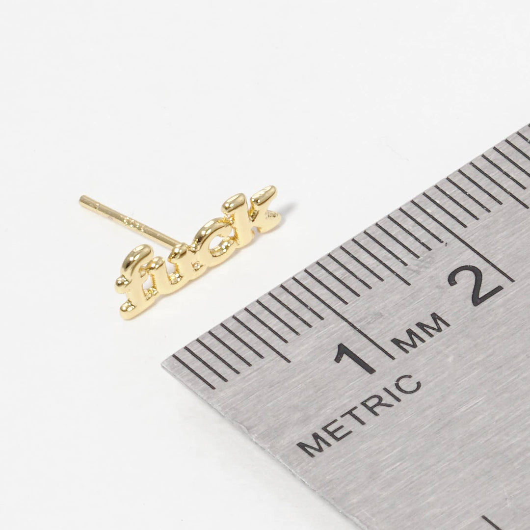 Lettering Gold Dipped Post Earrings: R / ONE SIZE