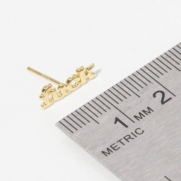 Lettering Gold Dipped Post Earrings: R / ONE SIZE