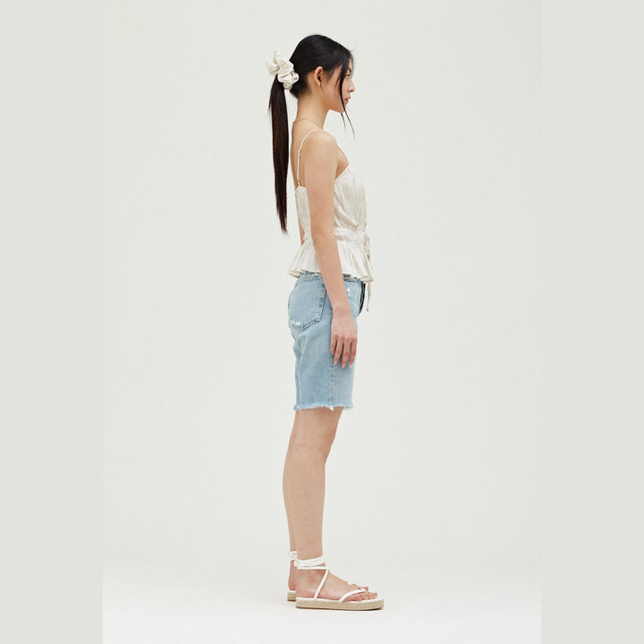 Tiered Pleated Satin Tank