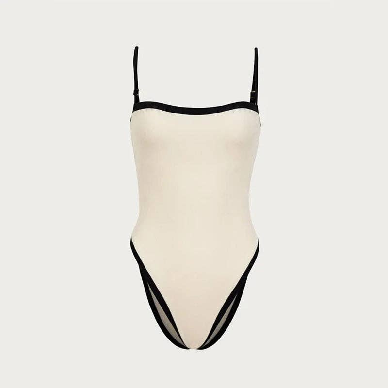 Simple Color Block Sexy One Piece Swimwear DPSW1114: Black / S