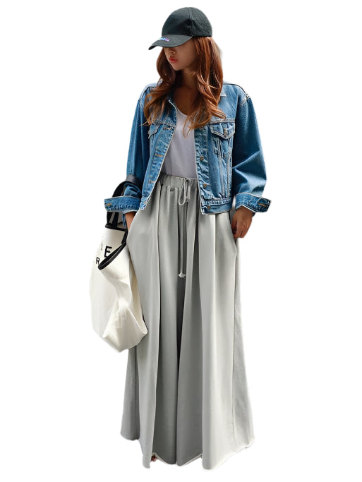 Loose Urban Wide Leg Elastic Waist Track Pants