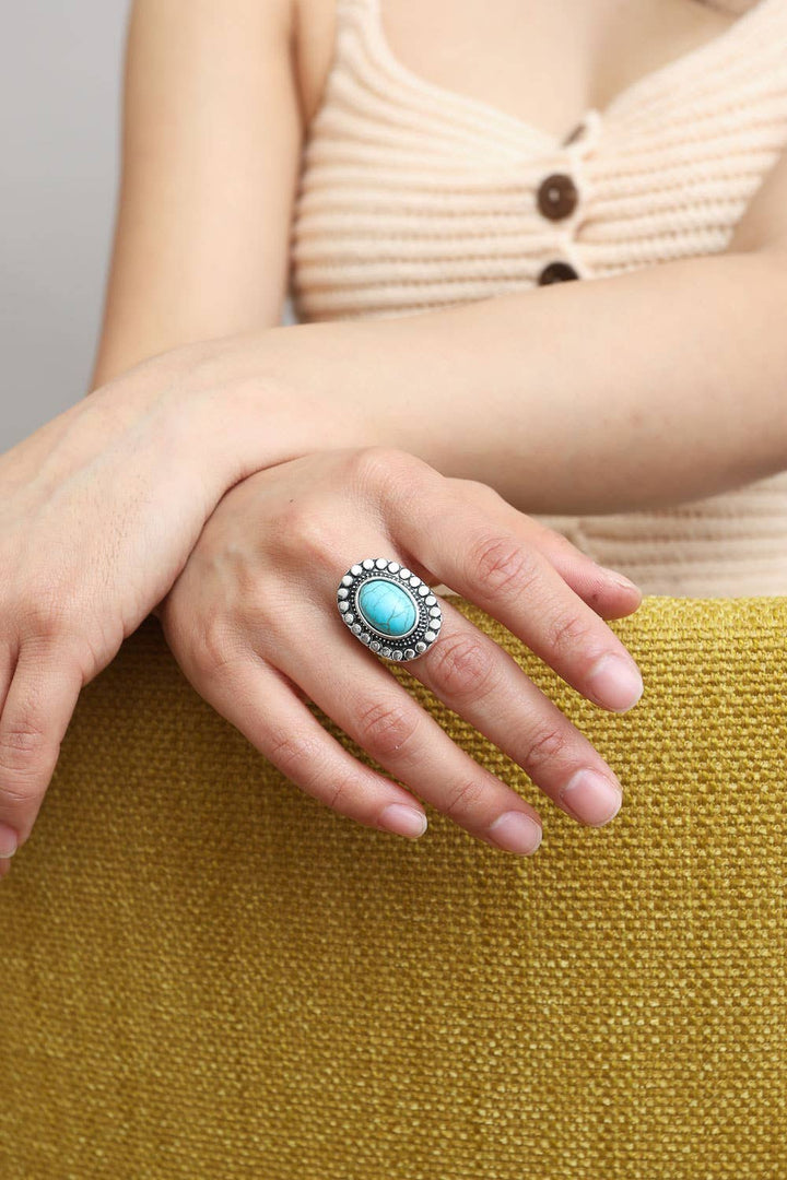 Oval Adjustable Turquoise Ring