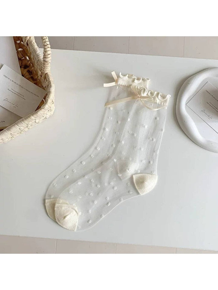 Sheer Polka Dot Bow Socks