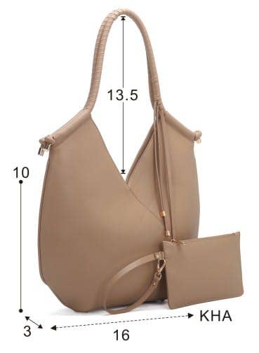 AS60156 Madison 2 in 1 Tote Bag and Wrislet Set: Brown