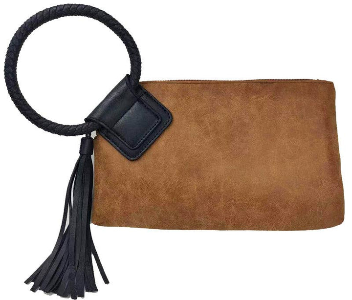 BP204 Fashion Cuff Handle Tassel Wristlet Clutch: Leopard