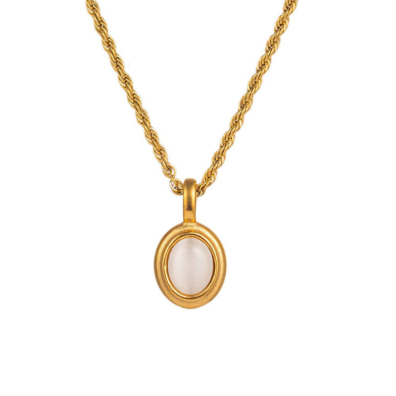 Gemstone Vintage Twist Chain Necklace DPJN0918: Black