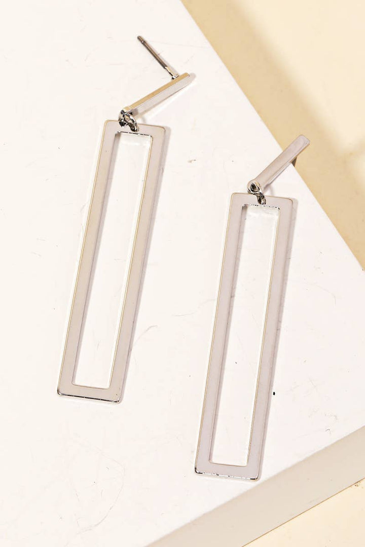 Thin Rectangle Cutout Drop Earrings