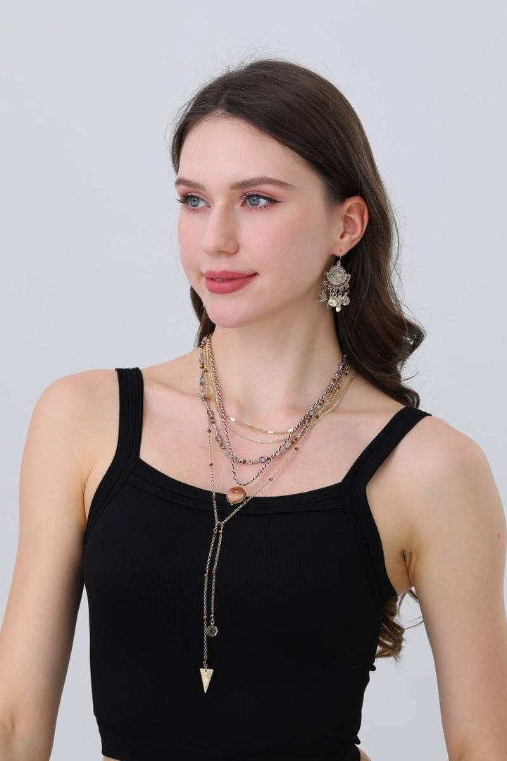 Desert Mirage Layered Pendant Necklace