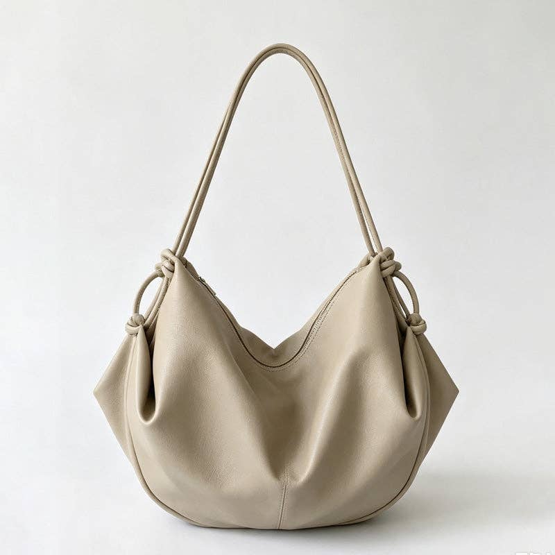 Large Casual Crossbody Hobo Bag: Apricot / F