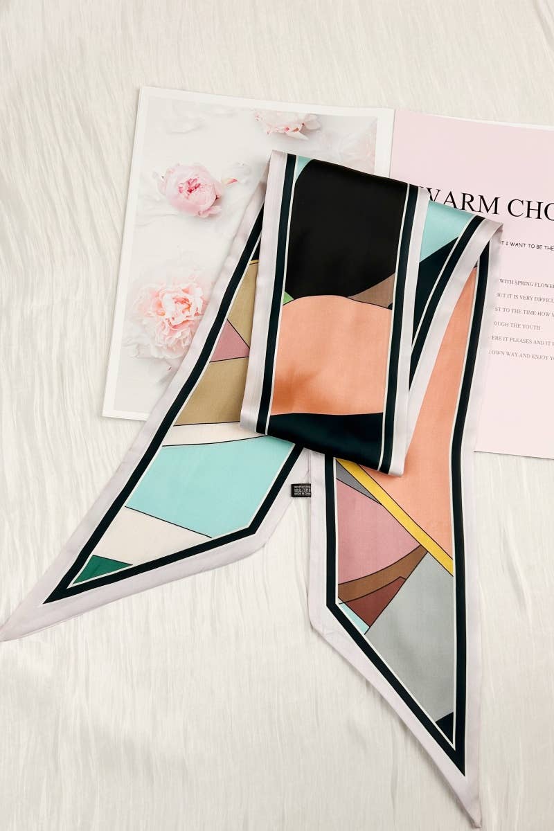 Geometric Color Block Skinny Scarf