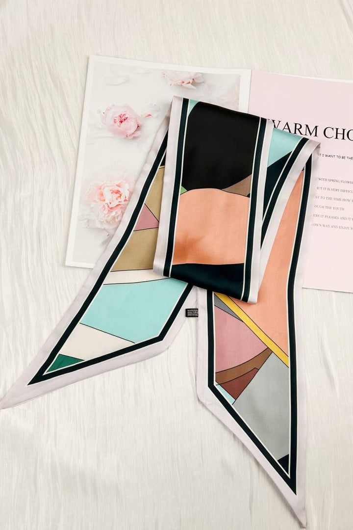 Geometric Color Block Skinny Scarf