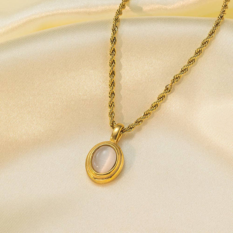 Gemstone Vintage Twist Chain Necklace DPJN0918: Black