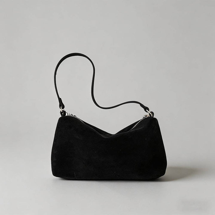 Vintage Suede Shoulder Bag: Black / One Size