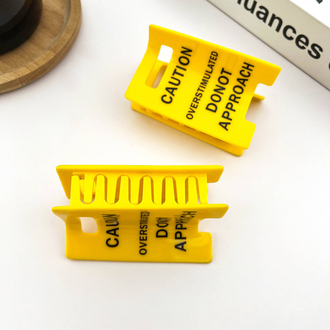 Caution Sign Hair Claw Clip, Fun Hair Clip: Yellow