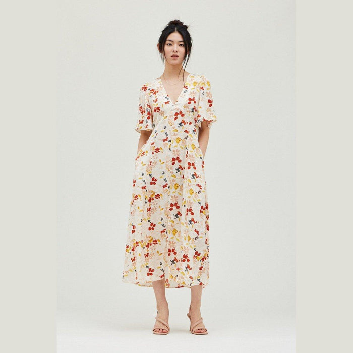 Floral Print Satin Midi Dress