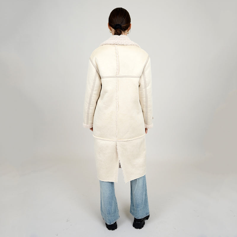 Lola's Room Double Breasted Cream Sherpa Coat