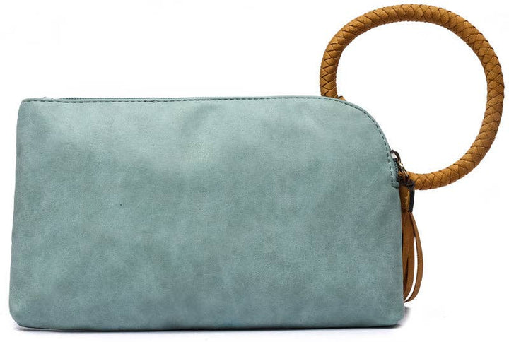 BP204 Fashion Cuff Handle Tassel Wristlet Clutch: Stone
