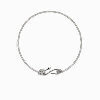 Rhinestone Snake Shaped Chain Pendant Necklace DPJN0802: Silver