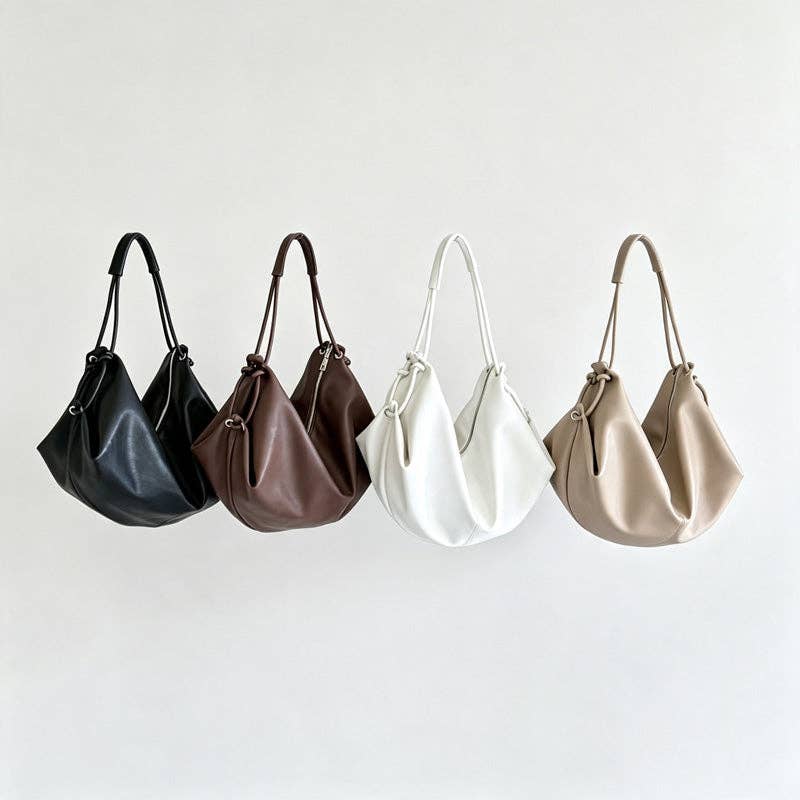 Large Casual Crossbody Hobo Bag: Apricot / F