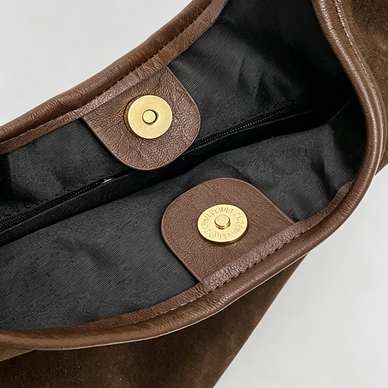 Vintage Suede Hobo Shoulder Bag: Black / One Size