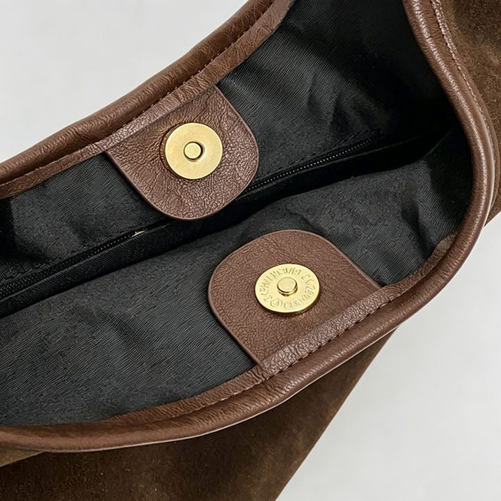 Vintage Suede Hobo Shoulder Bag: Chocolate / One Size