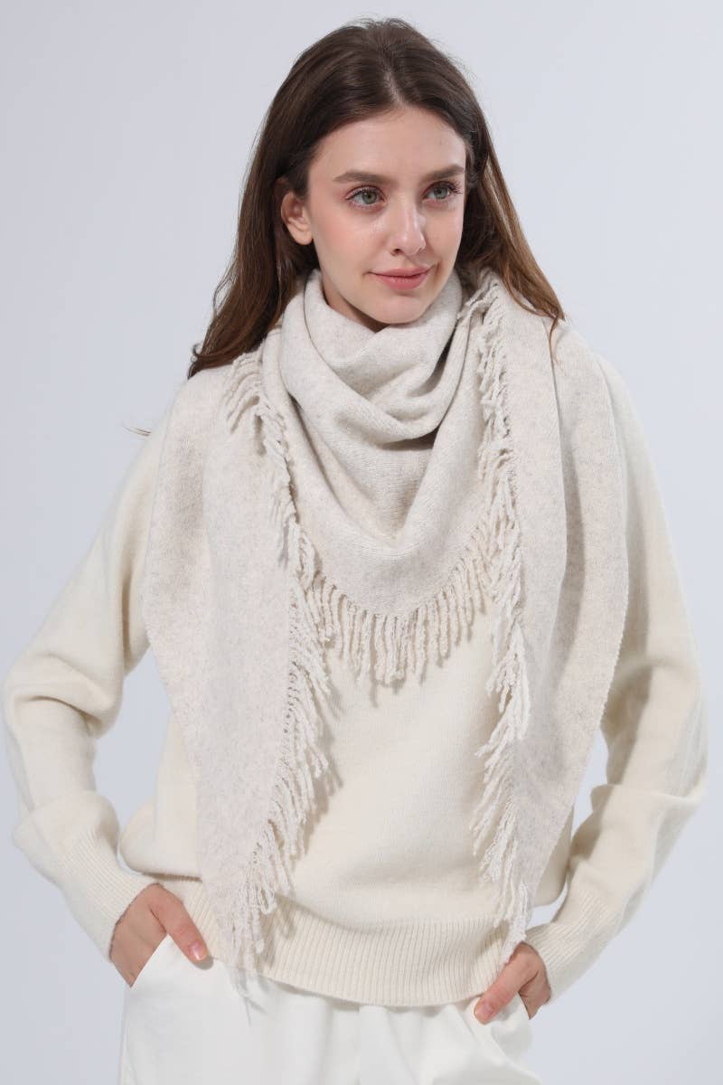 Frayed Edge Knit Triangle Scarf