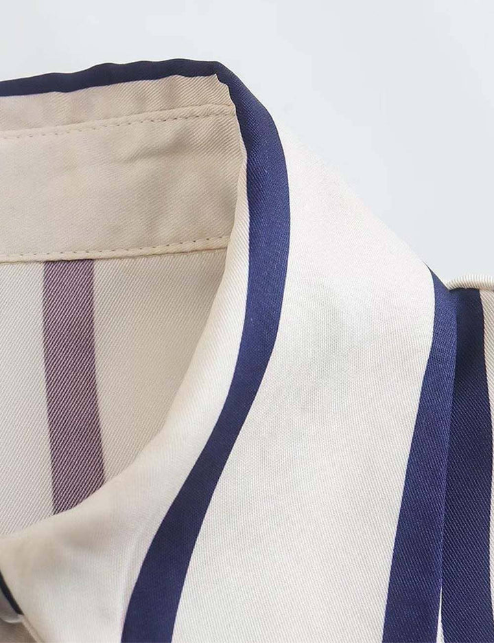 Striped Puff Sleeves Button Shirt