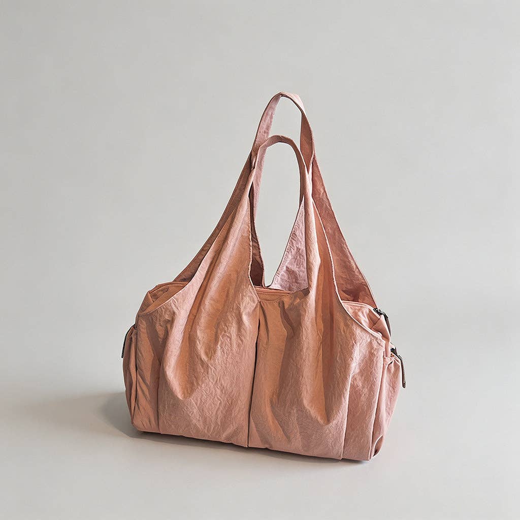 Nylon Slouchy Tote Bag: Brown / One Size