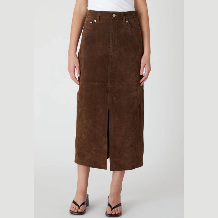 BlankNYC Black Coffee Leather Midi Skirt